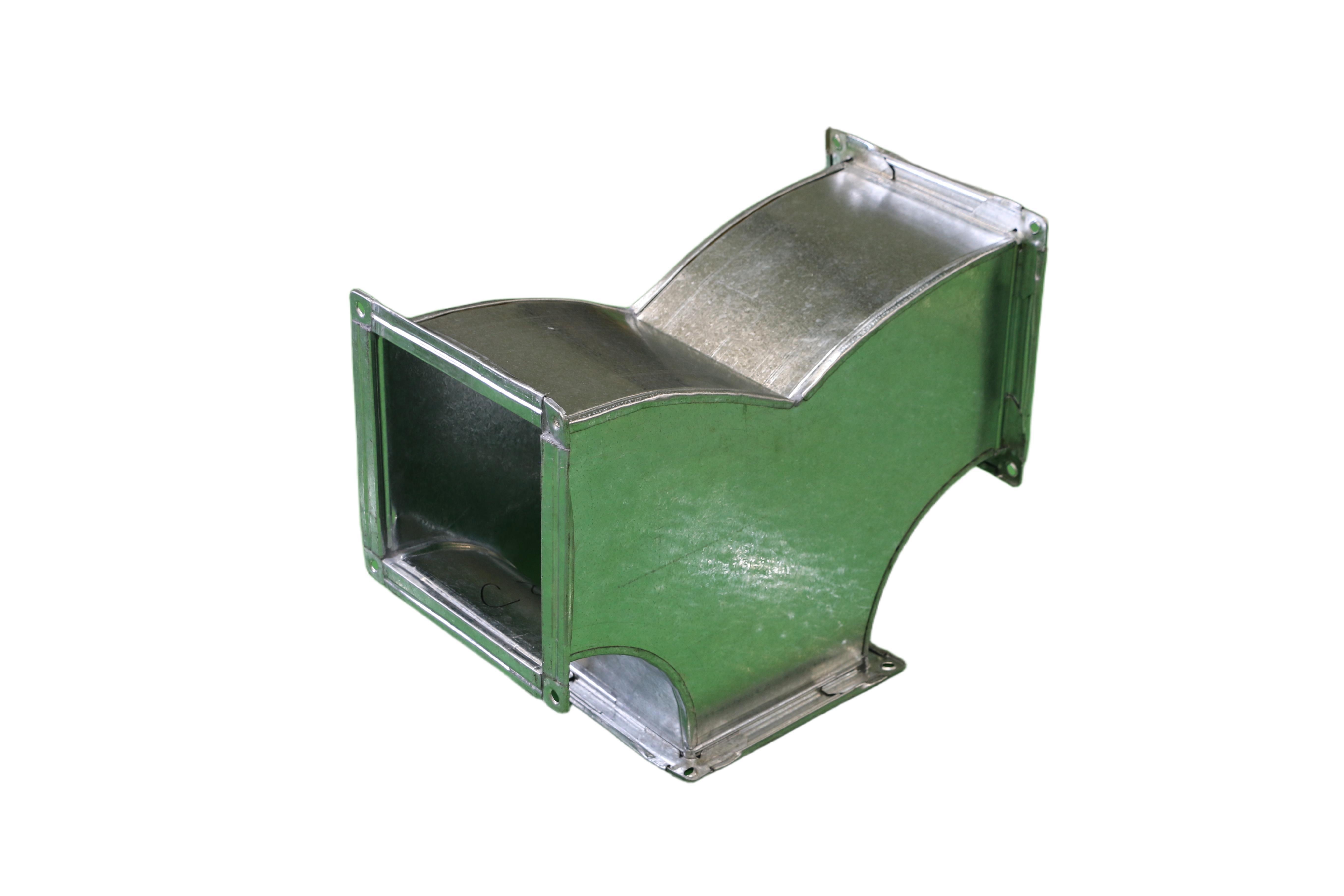Tê retangular galvanizado com flange de placa comum